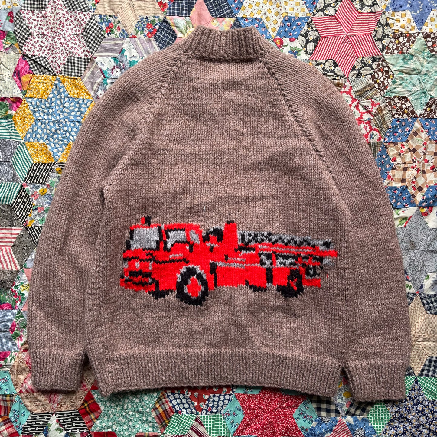 Vintage 1950s Fire Department Cowichan Wool Jacket. X-Large