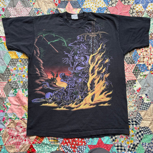 Vintage 1998 Liquid Blue Skeletons Tee. X-Large