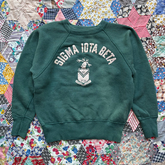 Vintage 1950s Flock Print Frat Sweater. X-Small
