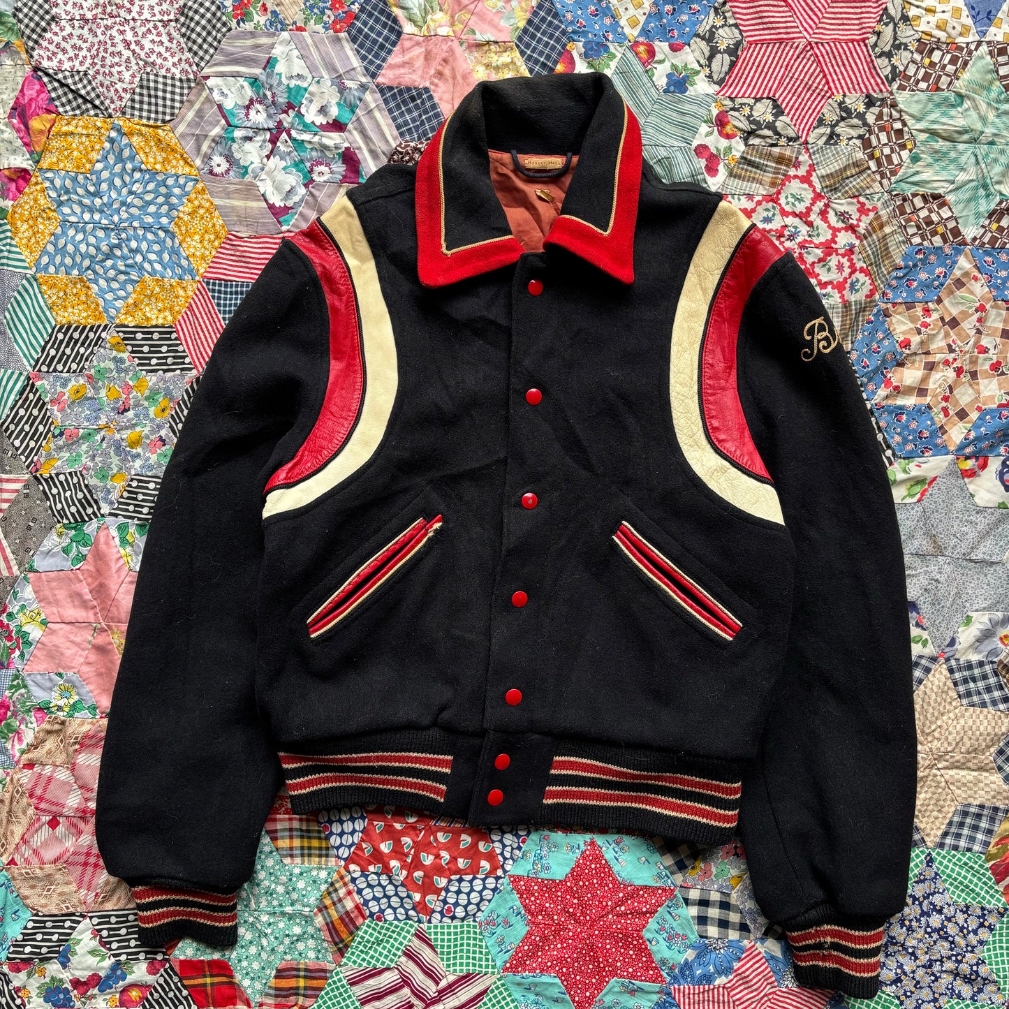 Vintage 1950s Chain Stitched Wool Varsity Jacket. Medium