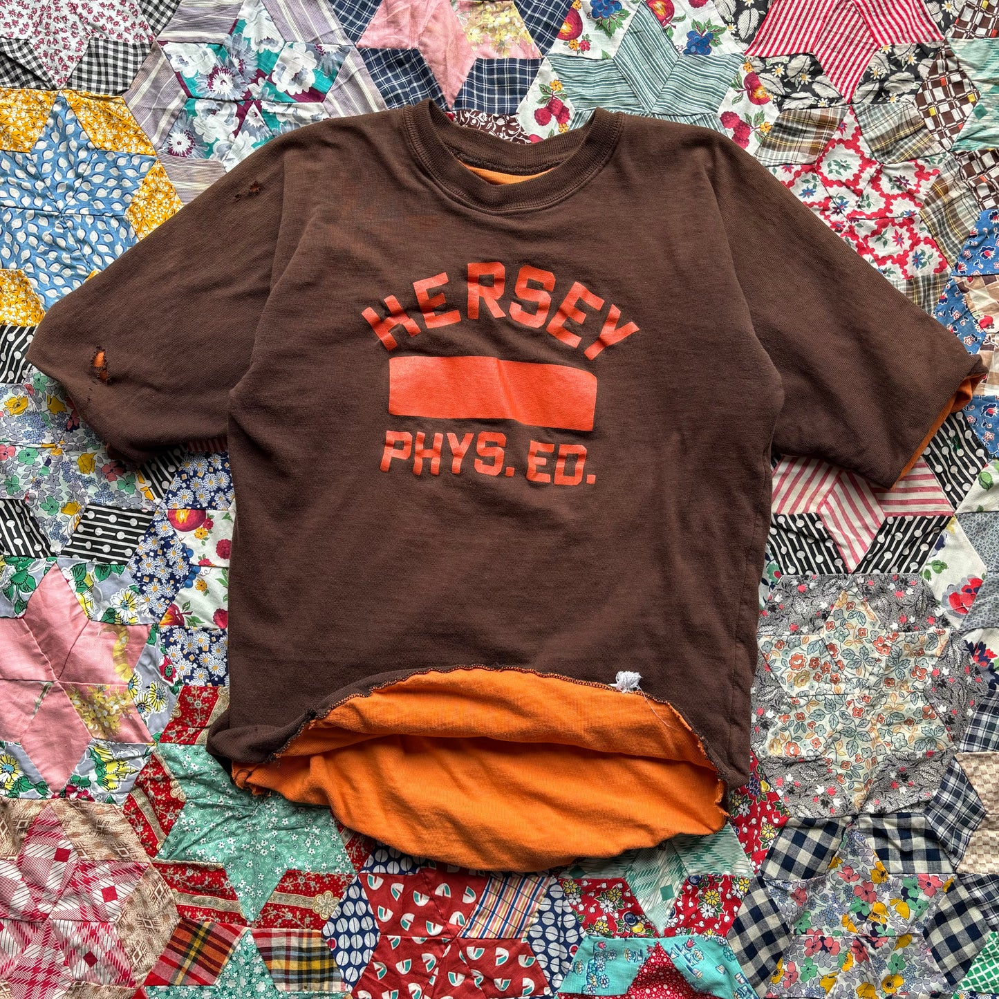 Vintage 1960s Hersey Phys Ed Double Face Tee. Small