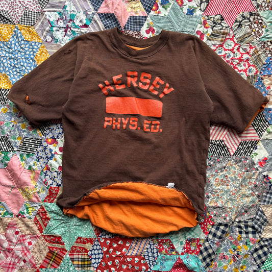 Vintage 1960s Hersey Phys Ed Double Face Tee. Small