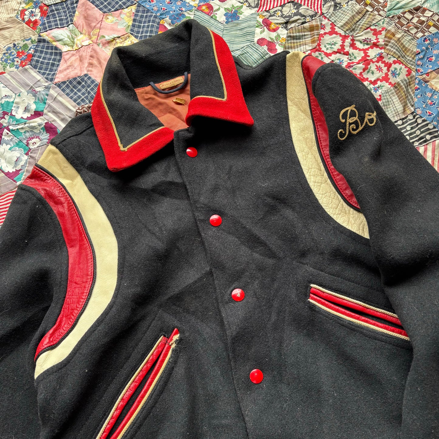 Vintage 1950s Chain Stitched Wool Varsity Jacket. Medium