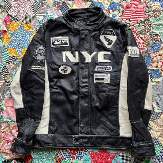 Vintage NYC Leather Racer Jacket. Large